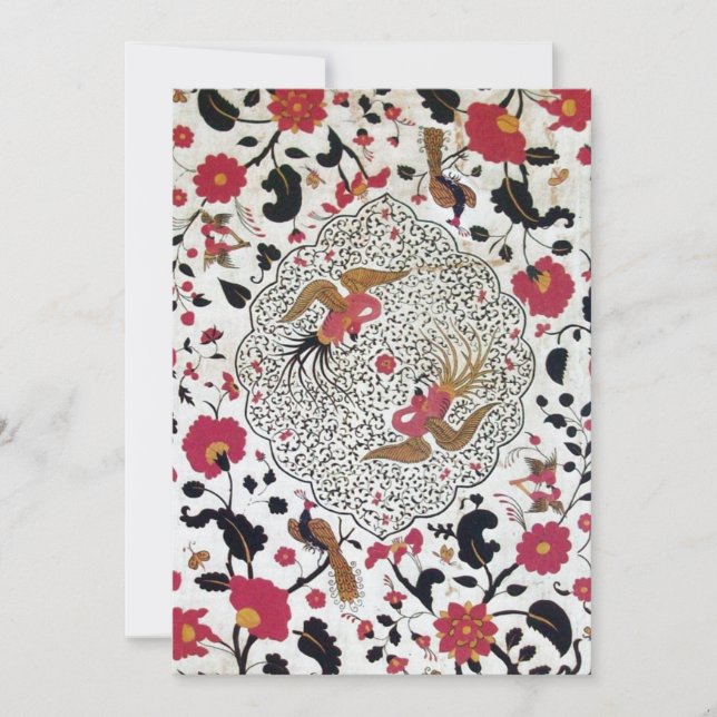 EDEN ,FLOWERS AND BIRDS Red Black White Floral  Announcement (Front)