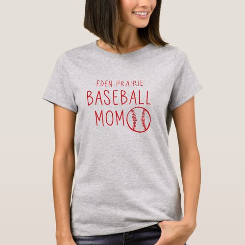 Eden Prairie Baseball Mom _ Hand Drawn T_Shirt