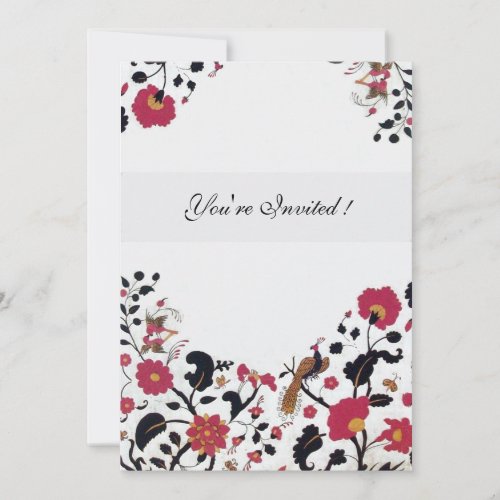 EDENWedding Love Birds Red Black Flowers White Invitation