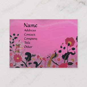 EDEN / WHIMSICAL GARDEN ,pink amethyst black red Business Card