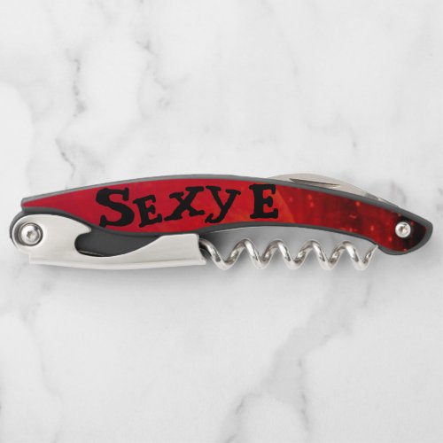 Edens Custom name to RED  BLACK WINE KEY Waiters Corkscrew