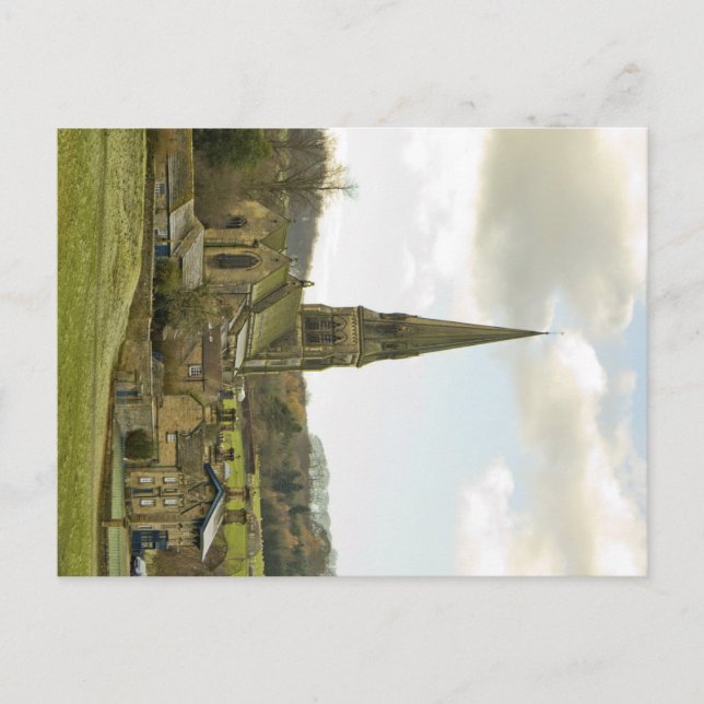 Edensor village and church - postcard (Front)