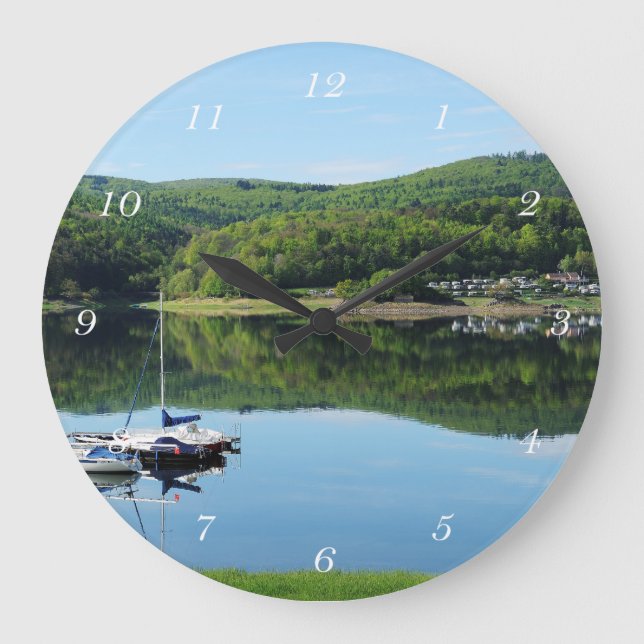 Edersee Bucht bei Scheid Large Clock (Front)