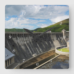 Edersee dam with Waldeck castle Square Wall Clock
