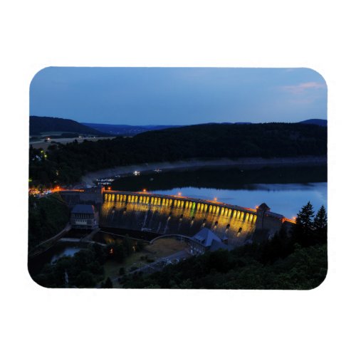 Edersee lights dam in the evening magnet