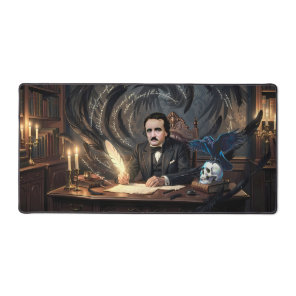 Edgar A. Poe Composes The Raven with Gothic Dreams Desk Mat