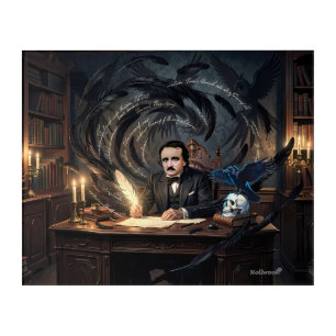 Edgar A, Poe Composing The Raven in Gothic Dreams Acrylic Print