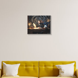 Edgar A. Poe Composing The Raven In Gothic Dreams Canvas Photo Tile