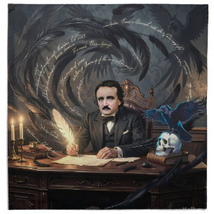 Edgar A. Poe Composing The Raven In Gothic Dreams Cloth Napkin