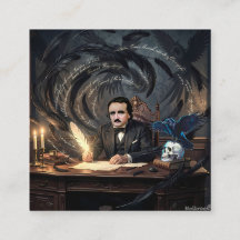 Edgar A. Poe Composing The Raven In Gothic Dreams