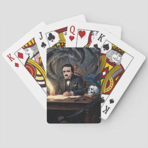 Edgar A. Poe Composing The Raven In Gothic Dreams Poker Cards