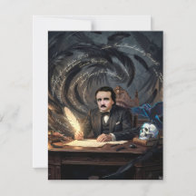 Edgar A. Poe Composing The Raven In Gothic Dreams