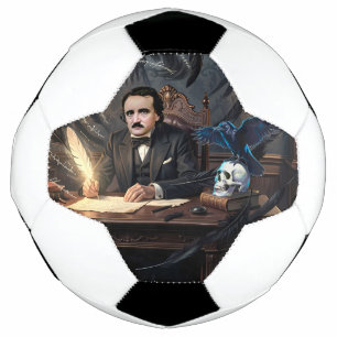 Edgar A. Poe Composing The Raven In Gothic Dreams Soccer Ball