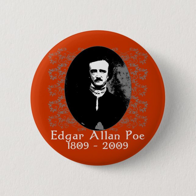 Edgar Allan Poe 1809-2009 Anniversary T shirt Button (Front)