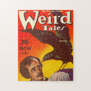 Edgar Allan Poe and Raven Pulp Magazine Cover Jigsaw Puzzle