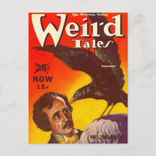 Edgar Allan Poe and Raven Pulp Magazine Cover Postcard