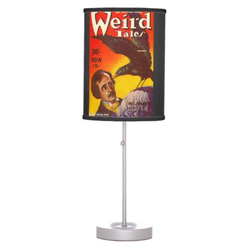 Edgar Allan Poe and Raven Pulp Magazine Cover Table Lamp
