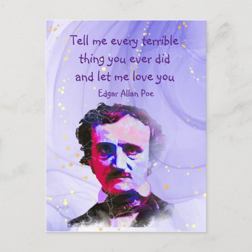 Edgar Allan Poe Author Writer Poet Love Quote Postcard