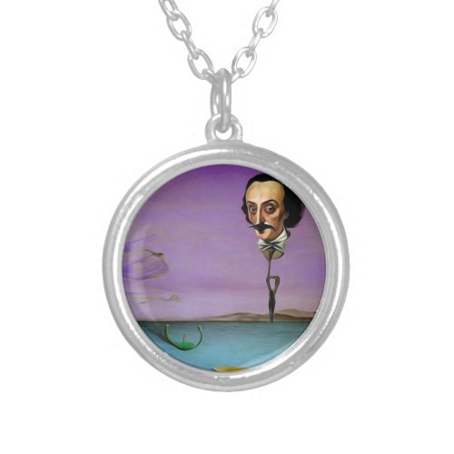 Edgar Allan Poe Balloon Silver Plated Necklace