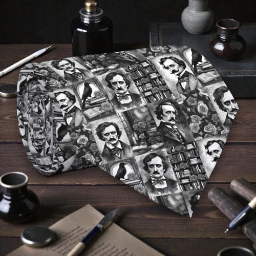 Edgar Allan Poe black and white Necktie Tie