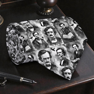 Edgar Allan Poe black and white Necktie Tie