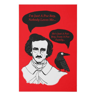 Edgar Allan Poe Boy and Raven Faux Canvas Print