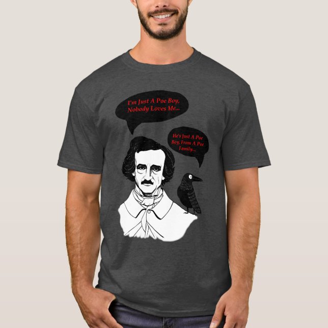 Edgar Allan Poe Boy and Raven T-Shirt (Front)