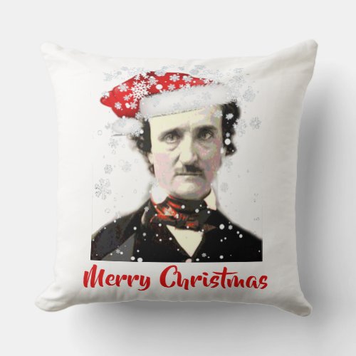  Edgar Allan Poe Christmas Wish Hat Snowflake  Throw Pillow