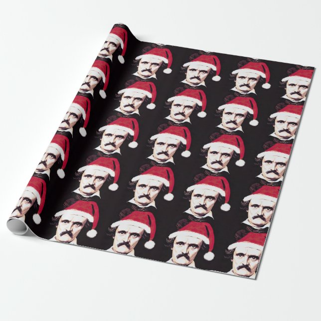 Edgar Allan Poe Christmas Wrapping Paper (Unrolled)