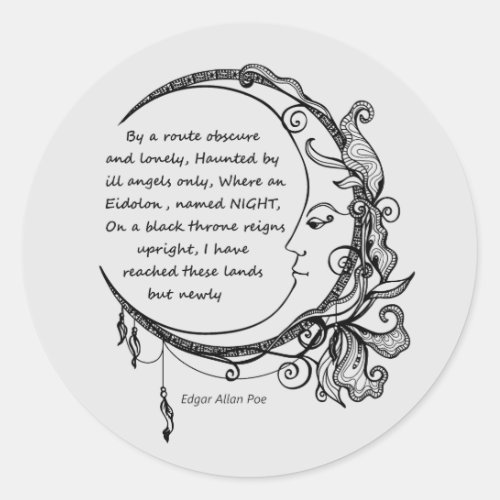  Edgar Allan Poe Dreamland Dream Poem  Classic Round Sticker