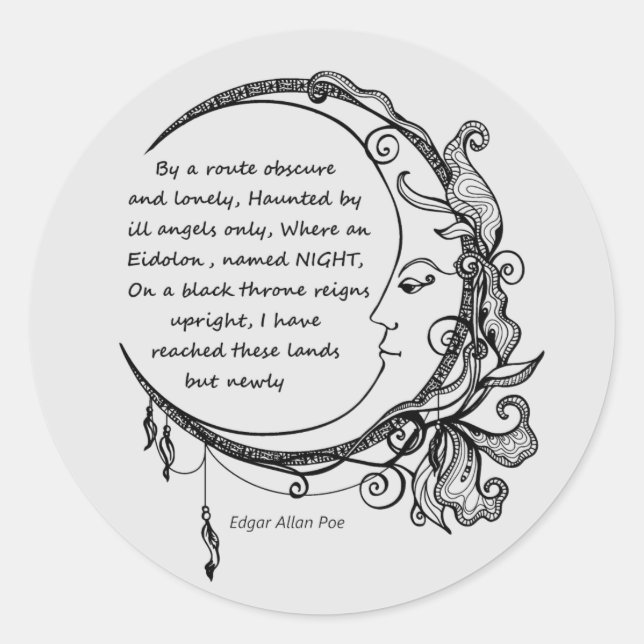  Edgar Allan Poe Dreamland Dream Poem  Classic Round Sticker (Front)