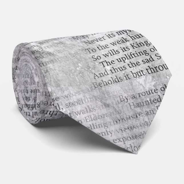 Edgar Allan Poe Dreamland Poem Mauve Black Grey Neck Tie (Rolled)