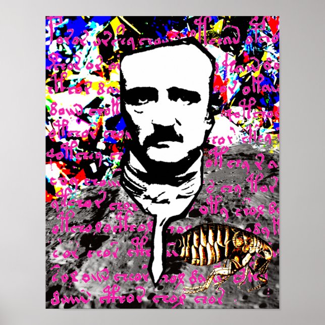 Edgar Allan Poe Flea Moon Lunar Voynich Manuscript Poster (Front)