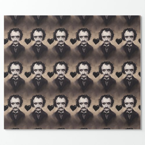 Edgar Allan Poe Goth Valentines Day Wrappin Paper