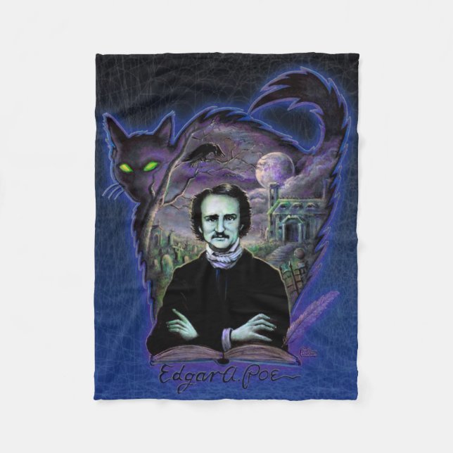 Edgar Allan Poe Gothic Fleece Blanket (Front)