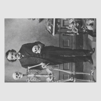 Edgar Allan Poe Holding a Skeleton Halloween Art Tissue Paper