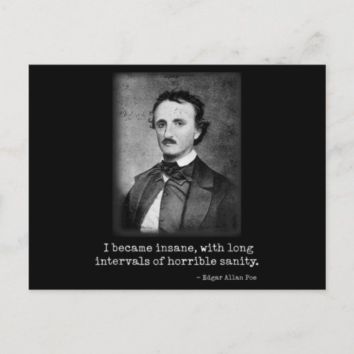 Edgar Allan Poe I Became Insane Famous Author Postcard