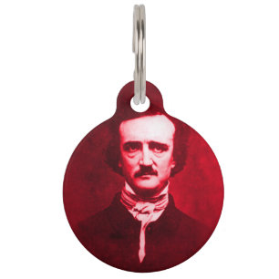 Edgar Allan Poe in Red Pet Name Tag