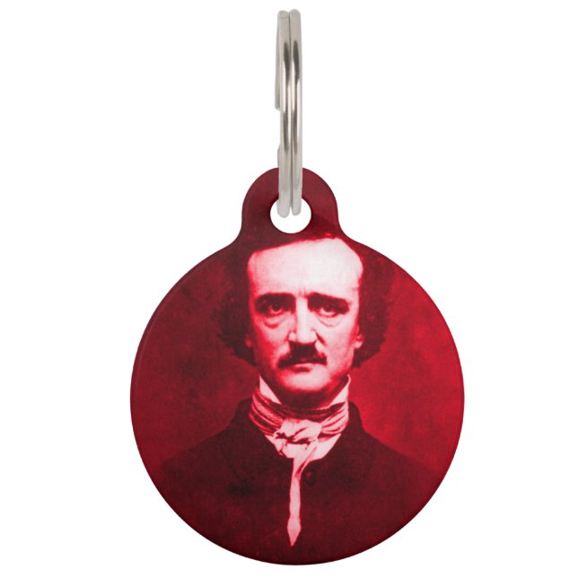Edgar Allan Poe in Red Pet Name Tag (Front)