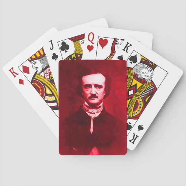 Edgar Allan Poe in Red Poker Cards (Back)
