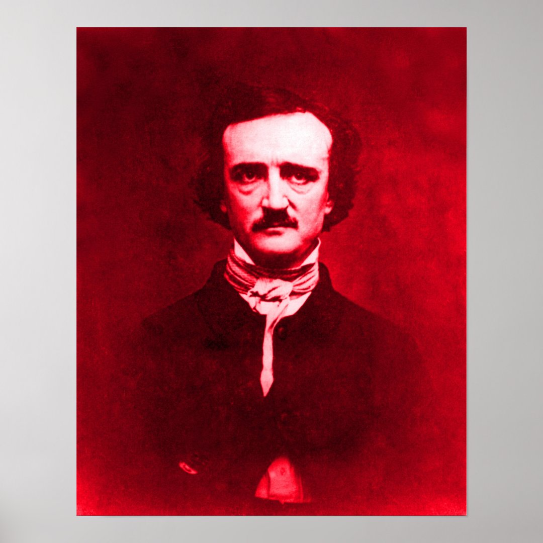 Edgar Allan Poe in Red Poster | Zazzle