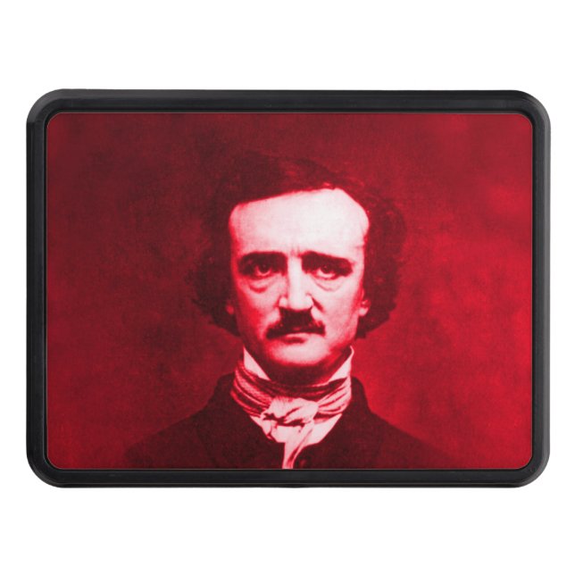 Edgar Allan Poe in Red Trailer Hitch Cover (Front)