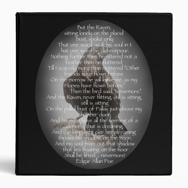 Edgar Allan Poe in "The Raven" Text Raven Bird Binder (Front)