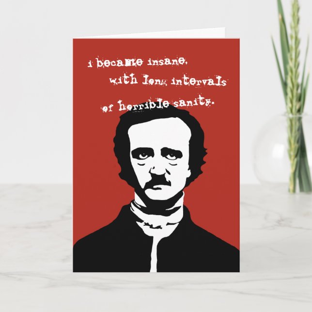 Edgar Allan Poe Insane Quote Silhouette Card (Front)