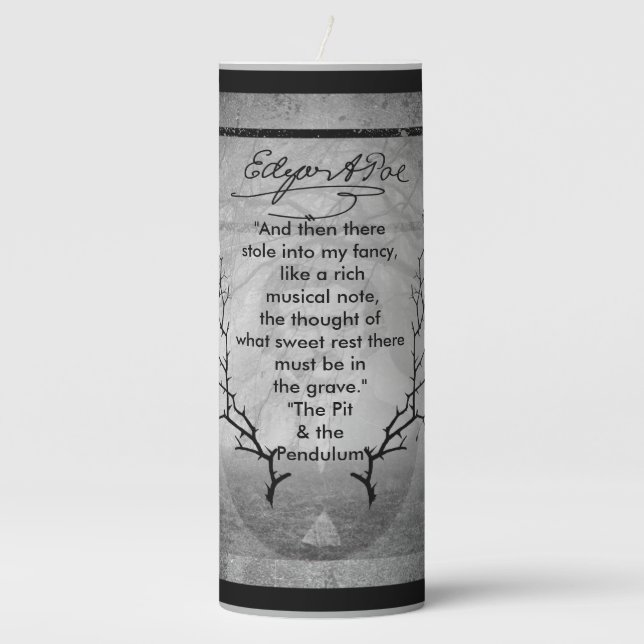 Edgar Allan Poe Pillar Candle (Front)