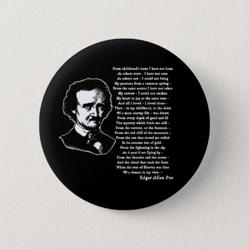 Edgar Allan Poe Poem ALONE Pinback Button