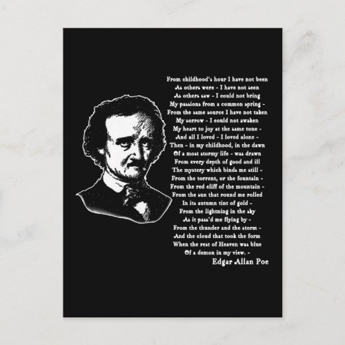 Edgar Allan Poe Poem ALONE Postcard