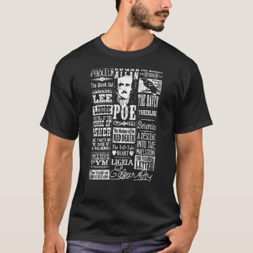 Edgar Allan Poe Poems Quotes Raven Literature Back T_Shirt