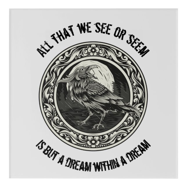 Edgar Allan Poe Poet Author Dream Raven Medallion  Acrylic Print (Front)