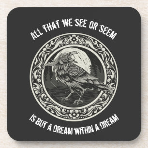 Edgar Allan Poe Poet Author Dream Raven Medallion Beverage Coaster